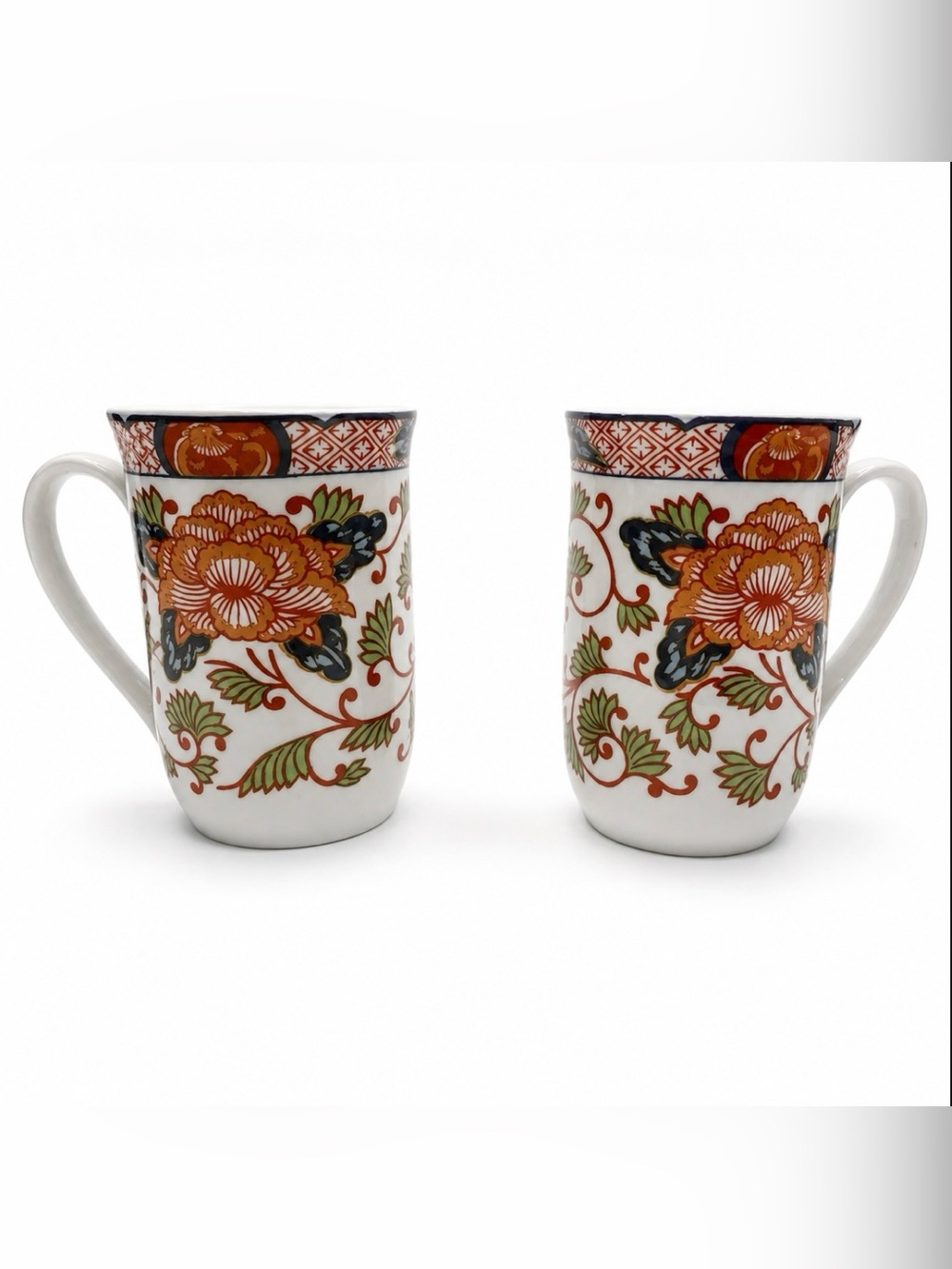 Georges Briard Peony Coffee Mugs Set of 2 Japan